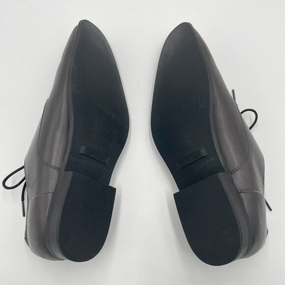 Calvin Klein Dress Shoes Lucca Men Dark Brown Size 9 Calf Leather Professional - Picture 5 of 16